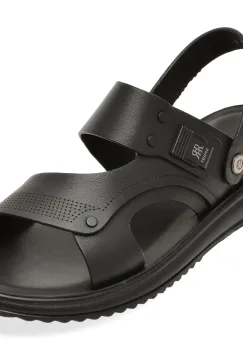 Sandale BITE THE BULLET negre, D2366, din piele naturala imagine
