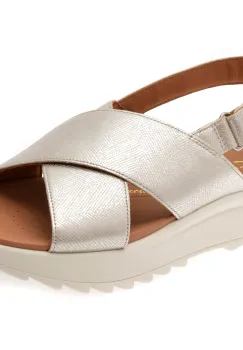 Sandale CLARKS argintii, DASH LITE WISH, din piele naturala imagine