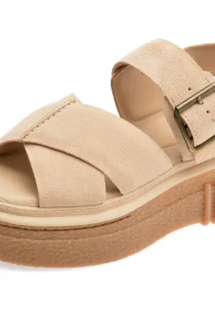 Sandale CLARKS bej, EVAMWIS, din piele intoarsa imagine