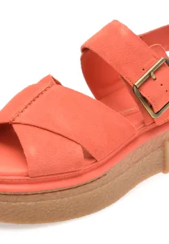 Sandale CLARKS portocalii, EVAMAR WISH, din piele Intoarsa imagine