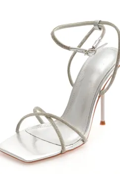 Sandale elegante EPICA argintii, 82941, din material textil imagine