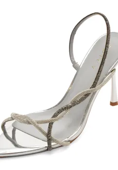 Sandale elegante EPICA argintii, 9183, din material textil imagine