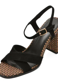Sandale elegante EPICA negre, 5C995, din piele intoarsa imagine