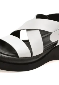 Sandale EPICA albe, 191C100, din piele naturala imagine