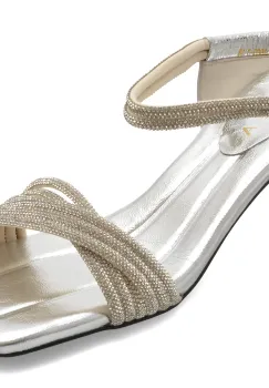 Sandale EPICA argintii, 3569, din material textil imagine