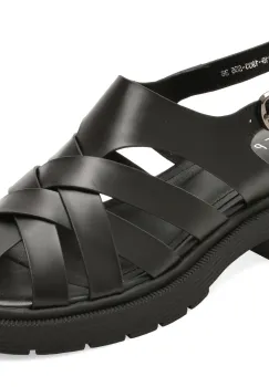 Sandale EPICA negre, 4C919, din piele naturala imagine