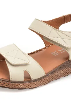 Sandale EVIDA albe, EV2879, din piele naturala imagine