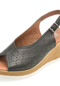 Sandale EVIDA negre, EV2866, din piele naturala imagine