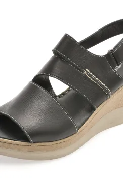 Sandale EVIDA negre, EV4029, din piele naturala imagine