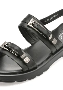 Sandale FLAVIA PASSINI negre, 1340H22, din piele naturala imagine