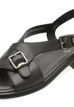 Sandale FLAVIA PASSINI negre, 1603G15, din piele naturala imagine