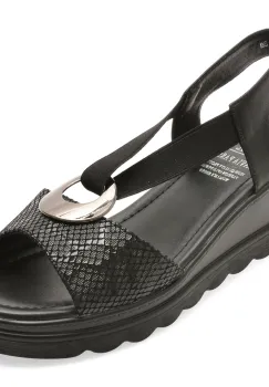 Sandale FLAVIA PASSINI negre, 1706G11, din piele naturala imagine