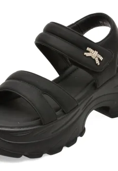 Sandale FLAVIA PASSINI negre, 57113, din piele ecologica imagine