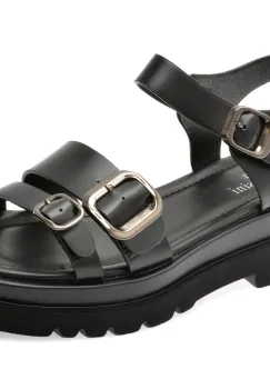 Sandale FLAVIA PASSINI negre, V755G37, din piele naturala imagine