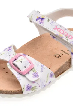 Sandale GEOX albe, J028MC, din piele ecologica imagine