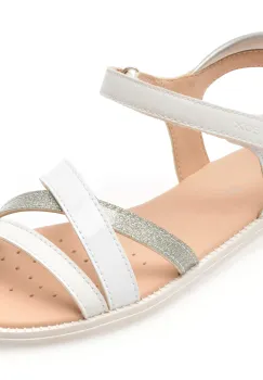 Sandale GEOX albe, J5235D, din piele ecologica imagine