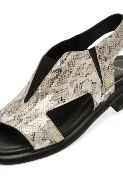 Sandale GOLD DEER alb-negru, 22025, din piele naturala imagine
