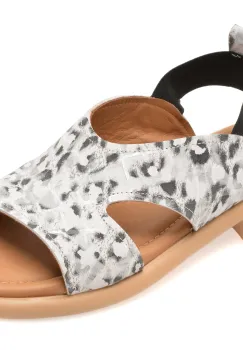 Sandale GOLD DEER alb-negru, 22026, din piele naturala imagine