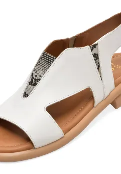 Sandale GOLD DEER albe, 22025, din piele naturala imagine