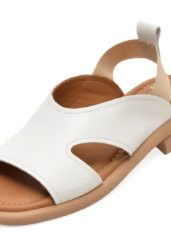 Sandale GOLD DEER albe, 22026, din piele naturala imagine