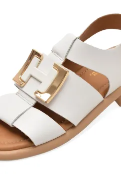 Sandale GOLD DEER albe, 22039, din piele naturala imagine