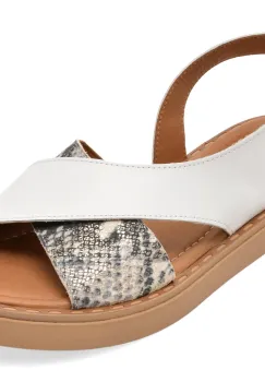 Sandale GOLD DEER albe, 22043, din piele naturala imagine