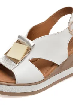 Sandale GOLD DEER albe, 22070, din piele naturala imagine