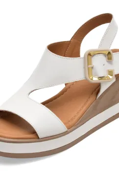 Sandale GOLD DEER albe, 22071, din piele naturala imagine