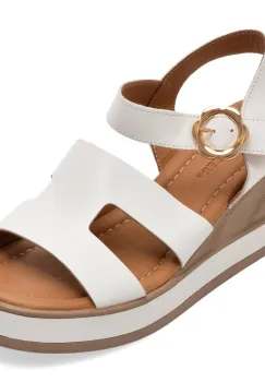 Sandale GOLD DEER albe, 22075, din piele naturala imagine