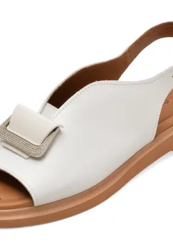 Sandale GOLD DEER albe, 22077, din piele naturala imagine