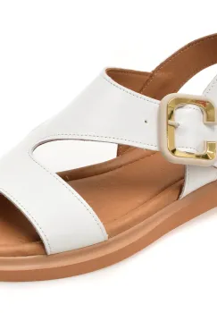 Sandale GOLD DEER albe, 22081, din piele naturala imagine