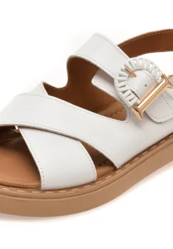 Sandale GOLD DEER albe, 22082, din piele naturala imagine