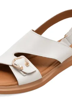 Sandale GOLD DEER albe, 22083, din piele naturala imagine