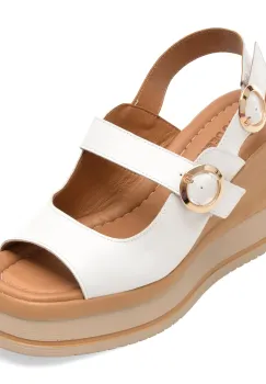 Sandale GOLD DEER albe, 22086, din piele naturala imagine