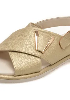 Sandale GOLD DEER aurii, 1365707, din piele naturala imagine