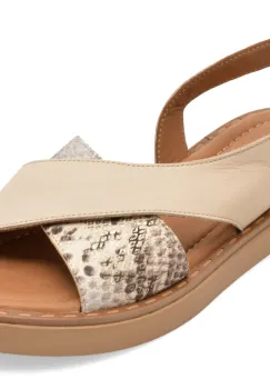 Sandale GOLD DEER bej, 22043, din piele naturala imagine