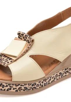 Sandale GOLD DEER bej, 22070, din piele naturala imagine