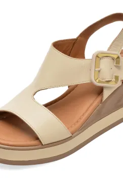 Sandale GOLD DEER bej, 22071, din piele naturala imagine