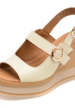 Sandale GOLD DEER bej, 22086, din piele naturala imagine