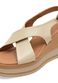 Sandale GOLD DEER bej, 22087, din piele naturala imagine