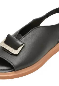 Sandale GOLD DEER negre, 2201, din piele naturala imagine