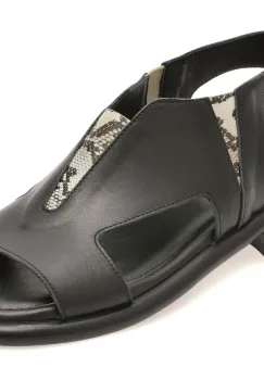 Sandale GOLD DEER negre, 22025, din piele naturala imagine