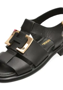 Sandale GOLD DEER negre, 22039, din piele naturala imagine