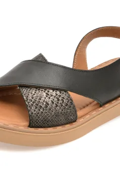 Sandale GOLD DEER negre, 22043, din piele naturala imagine