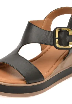 Sandale GOLD DEER negre, 22071, din piele naturala imagine