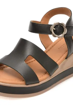 Sandale GOLD DEER negre, 22075, din piele naturala imagine