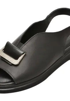 Sandale GOLD DEER negre, 22077, din piele naturala imagine