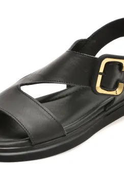 Sandale GOLD DEER negre, 22081, din piele naturala imagine