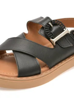 Sandale GOLD DEER negre, 22082, din piele naturala imagine