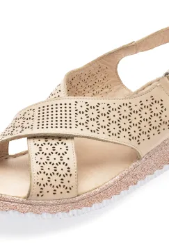 Sandale GOTSI bej, EV4003, din piele naturala imagine